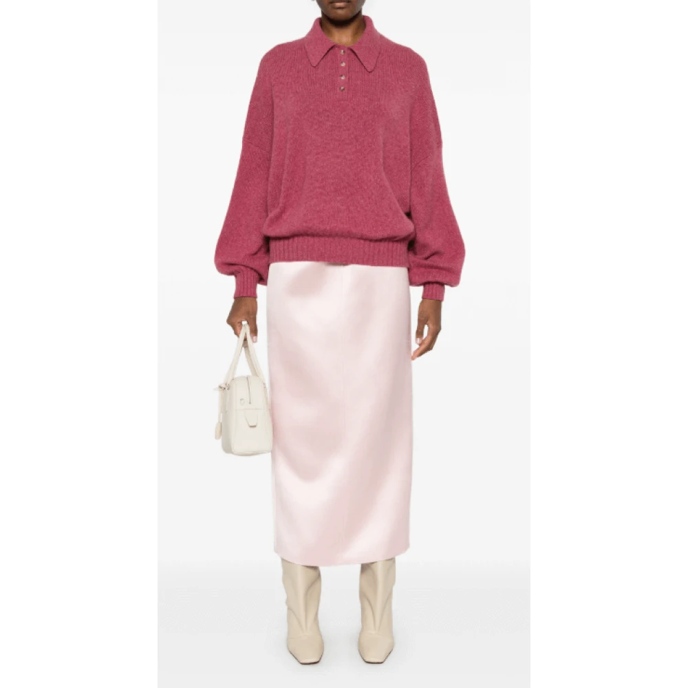 Khaite Geribbelde Polokraag Trui Pink Dames