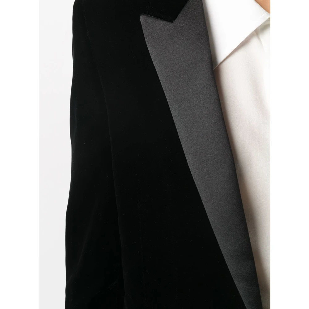 Saint Laurent Zwart Fluwelen Smokingjasje Black Dames