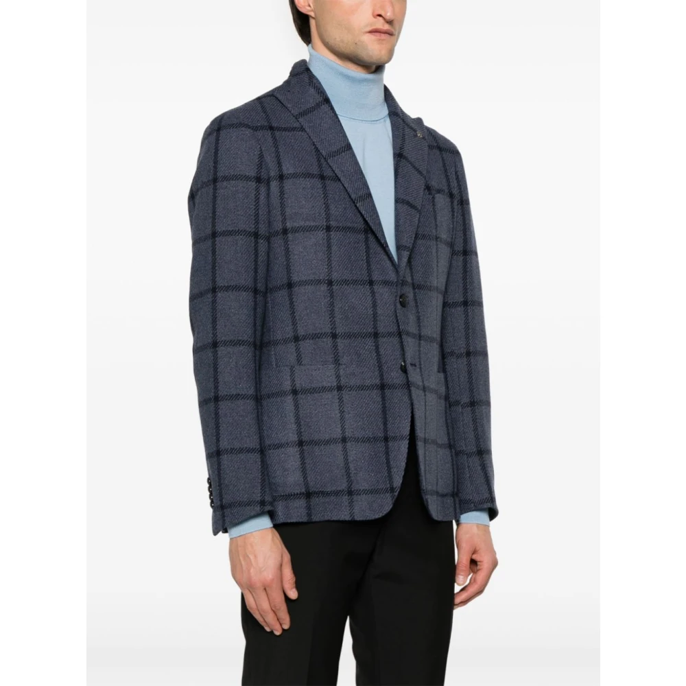 Tagliatore Geruite blazer Blue Heren