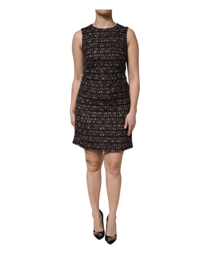 robe-a-line-sans-manches-en-tweed-multicolore
