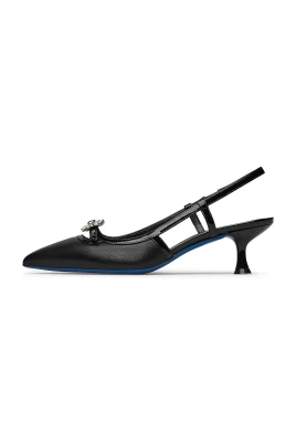 Slingback nappa svart med smycke