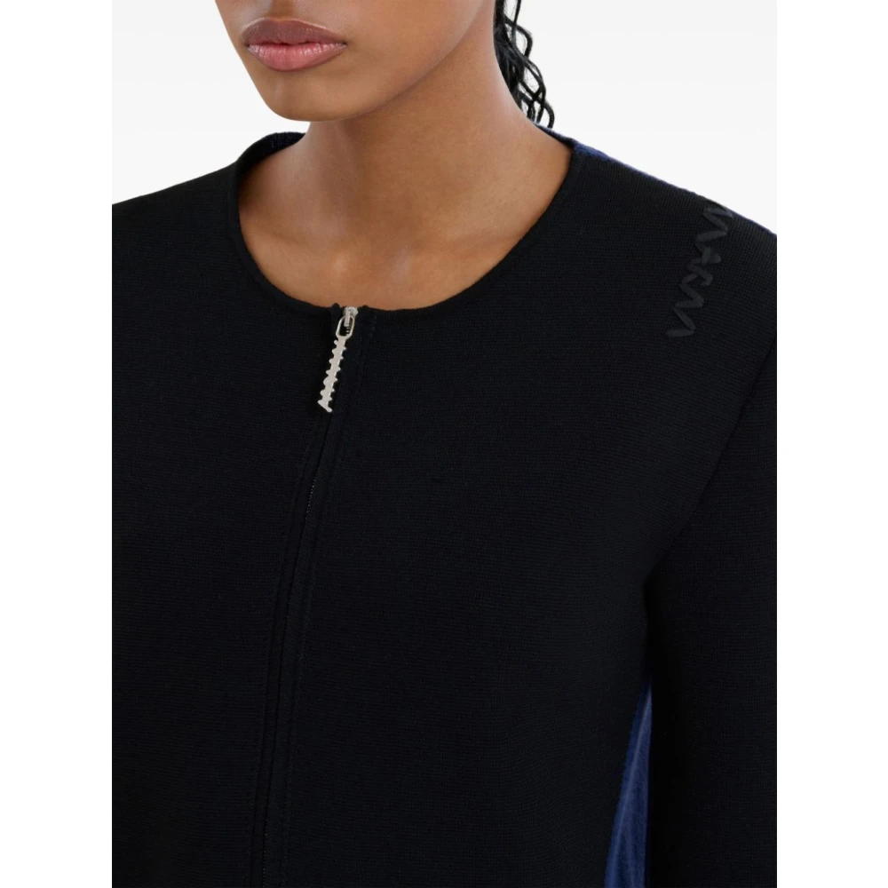 Marni Zwarte Rits Logo Vest Marineblauw Rug Black Dames