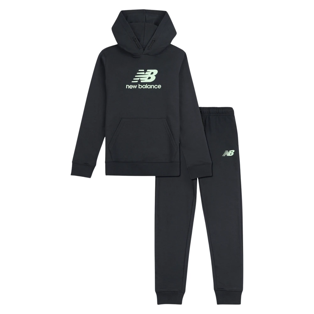 New Balance Boys Black Brush Back Stacked Logo Tracksuit - Kids Sport Sets - 15 Y - Kids