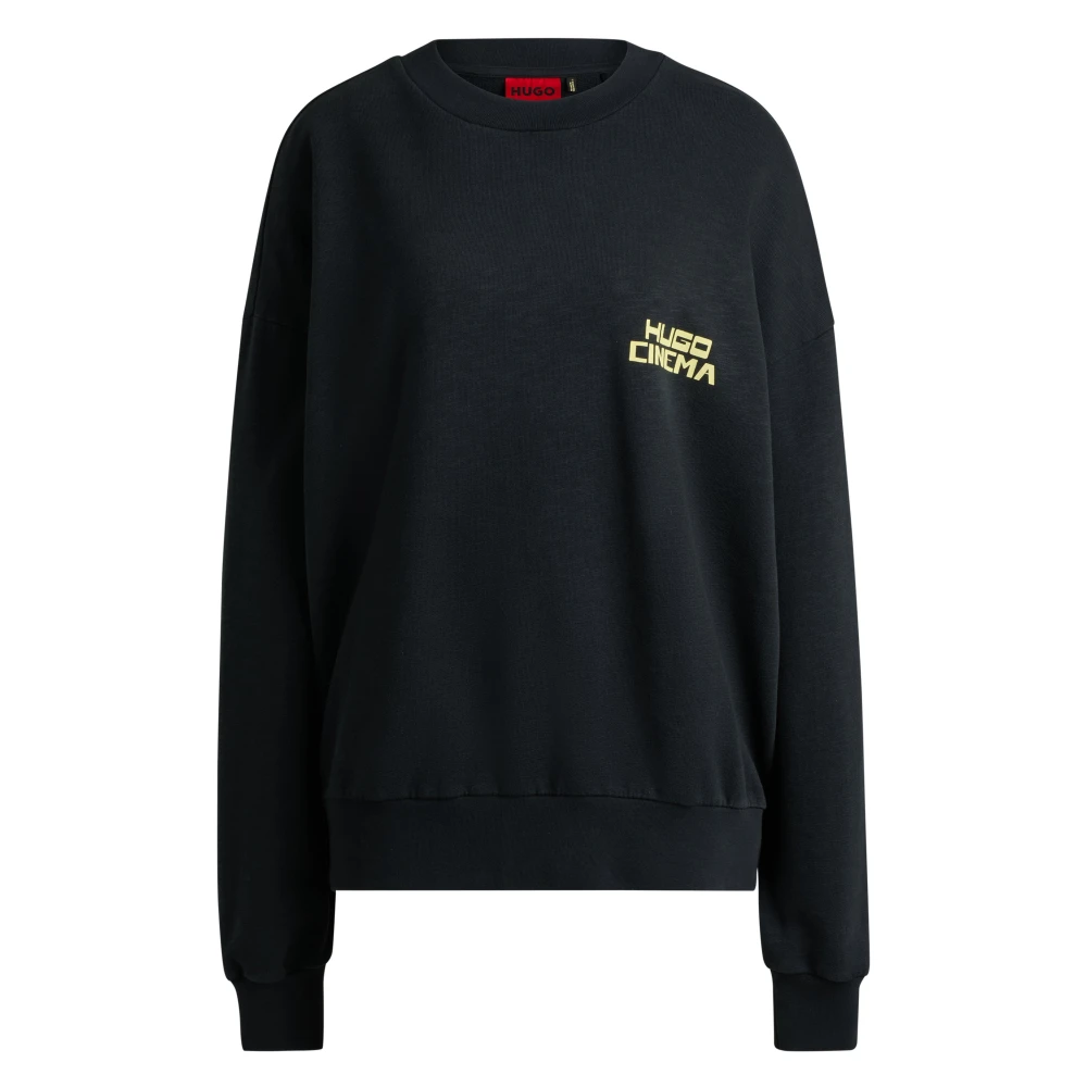 Hugo Boss Retro Kat Print Oversized Sweatshirt Black Dames