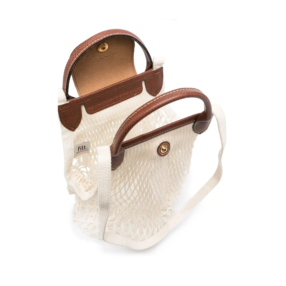 Longchamp Stijlvolle Ecru Leren Handtas Beige Dames
