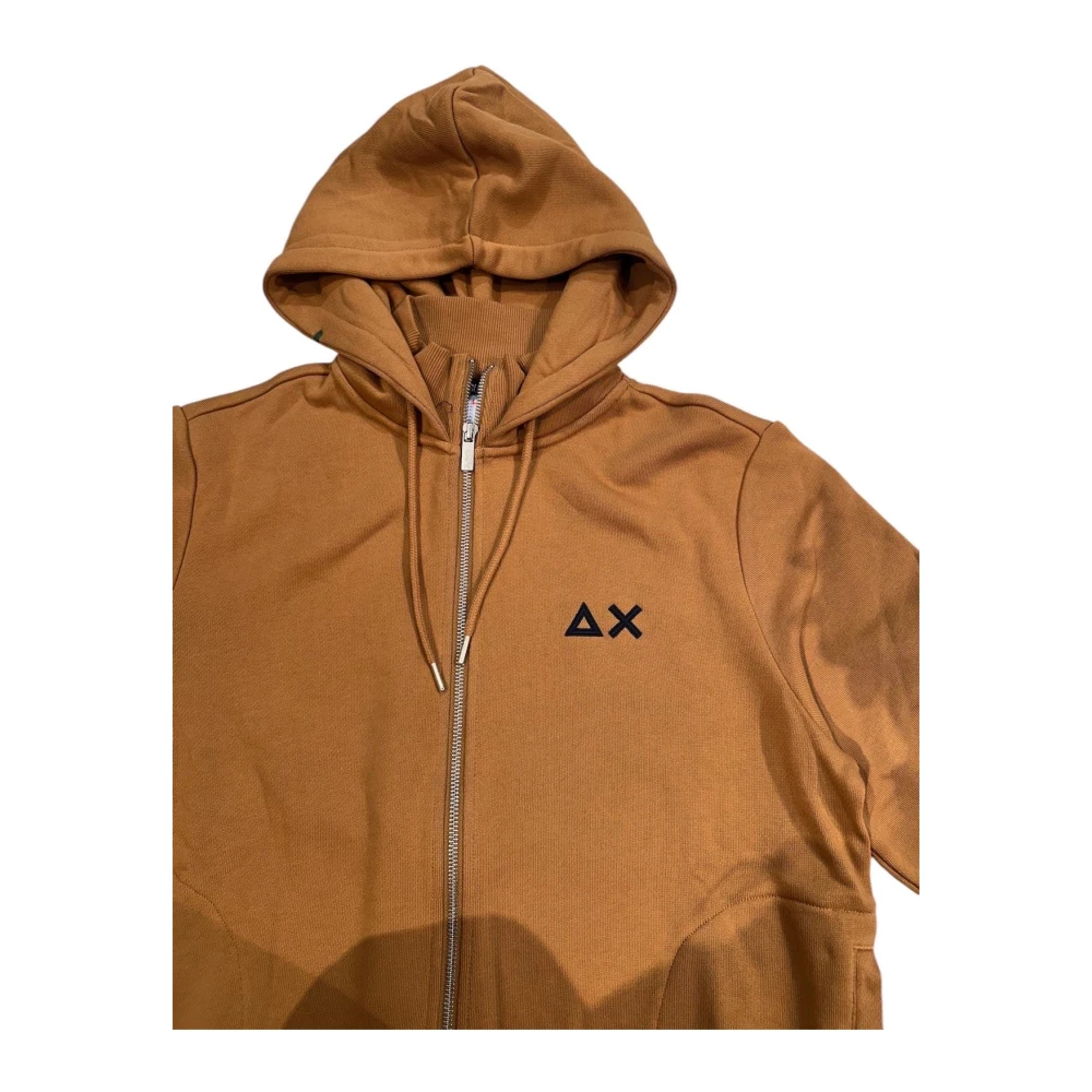 Sun68 Katoenen Rits Hoodie Brown Heren