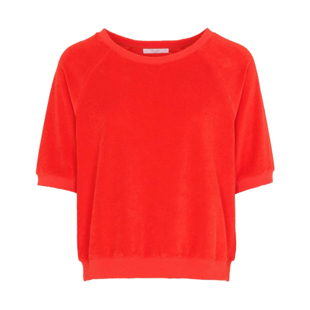 By-Bar Korte Mouw Slub Top Red Dames