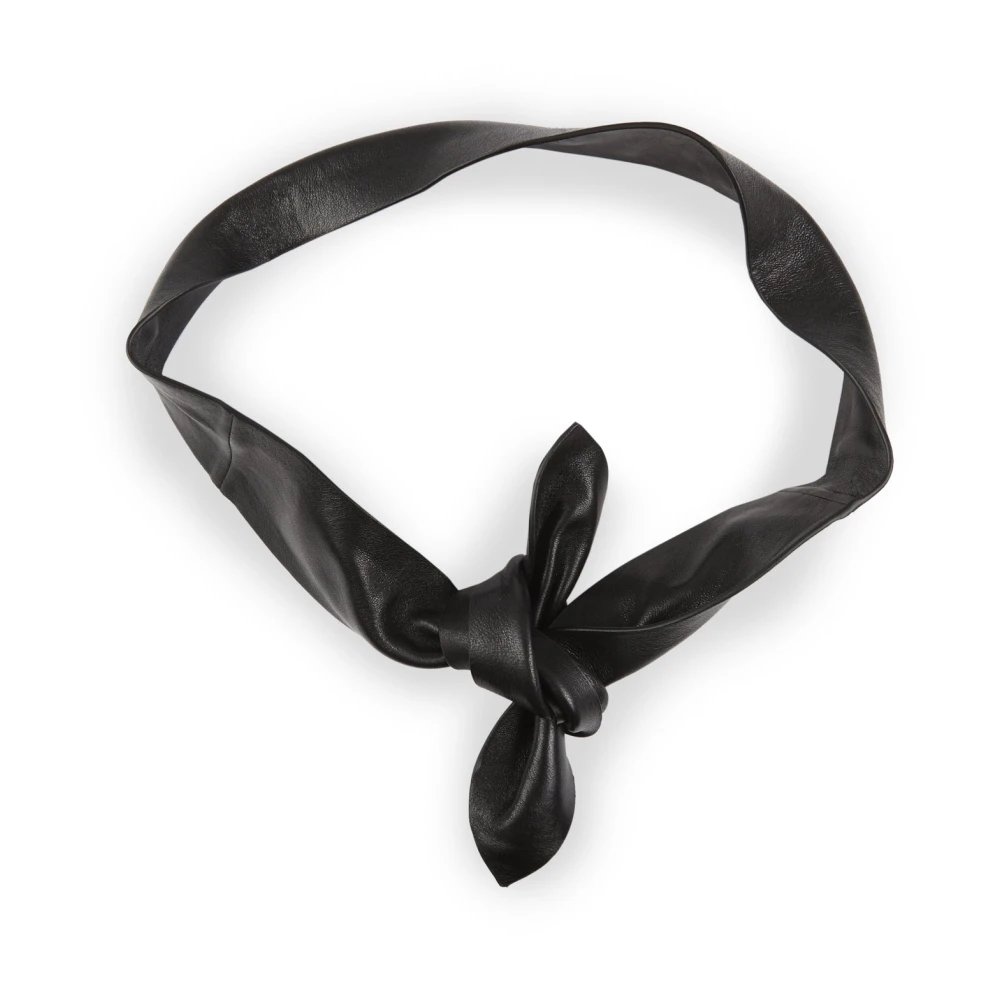 Cortana Zwarte leren brede riem met bladvormige afwerking Black Dames