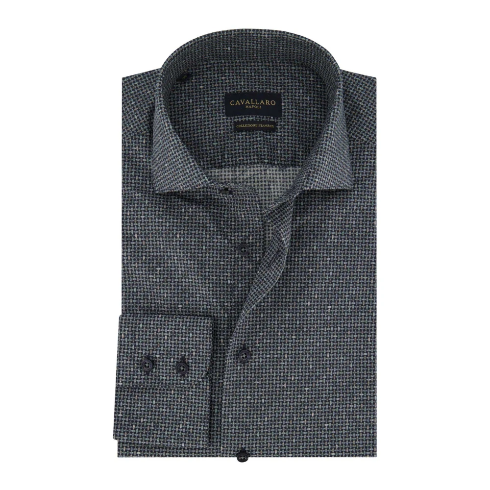 Cavallaro business overhemd Grantino slim fit blauw geprint katoen