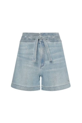 Högmidjade denimshorts med bä