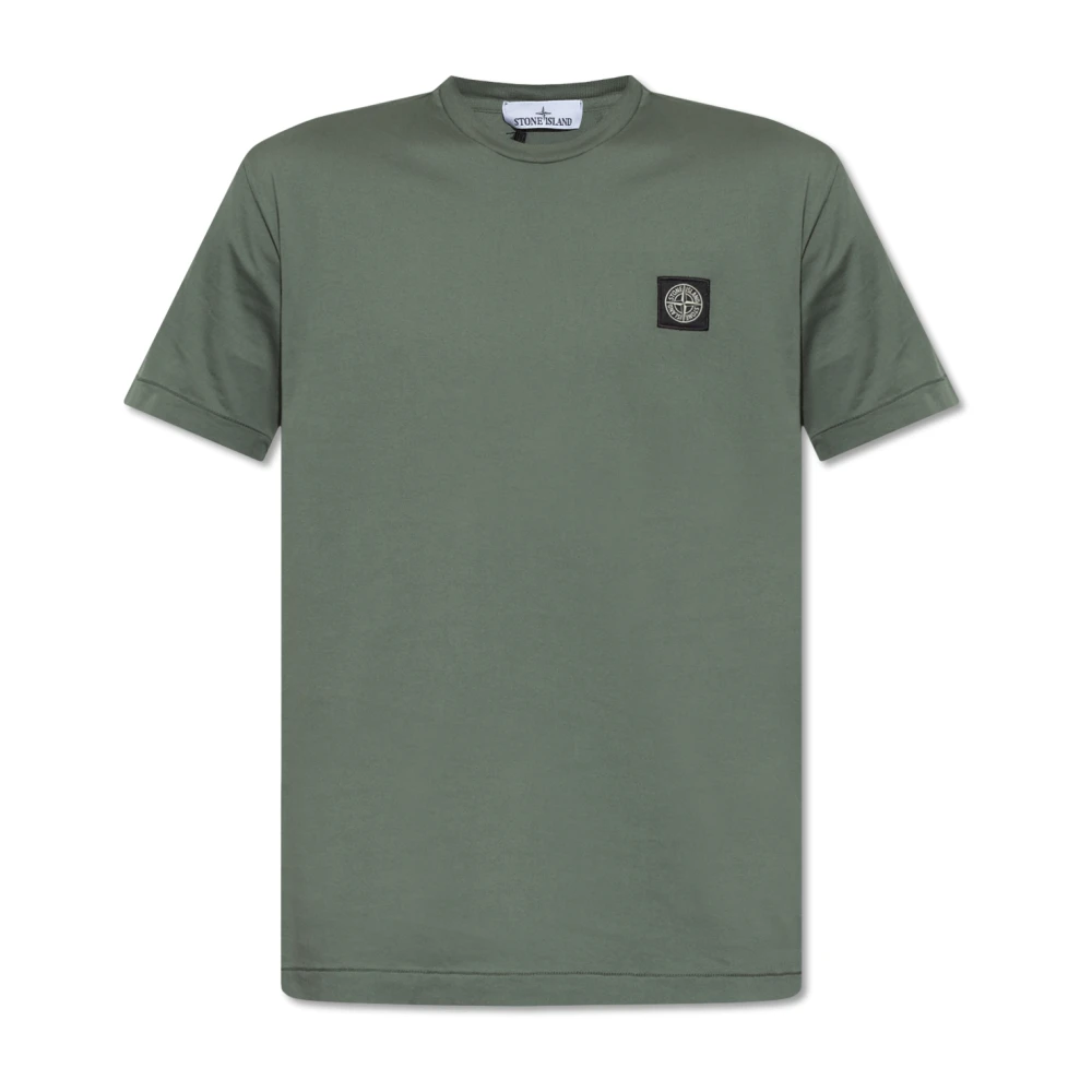 Stone Island Groene Geribbelde Halslijn T-shirts en Polos Green Heren
