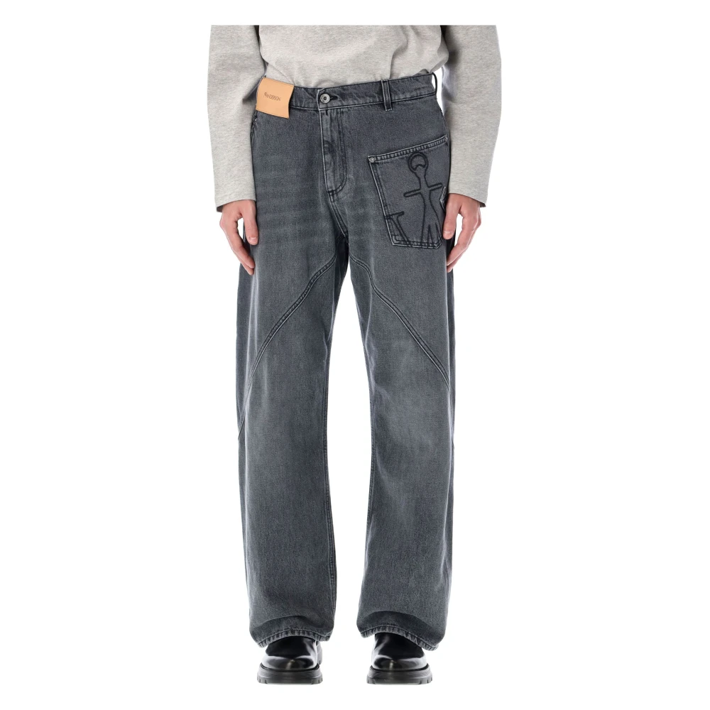 JW Anderson Grijze Twisted Workwear Denim Jeans Gray Heren