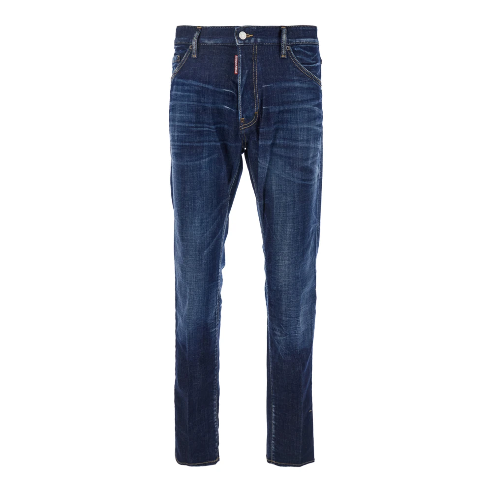 Dsquared2 Blå Denim Stretch Jeans med Logo Patch Blue, Herr