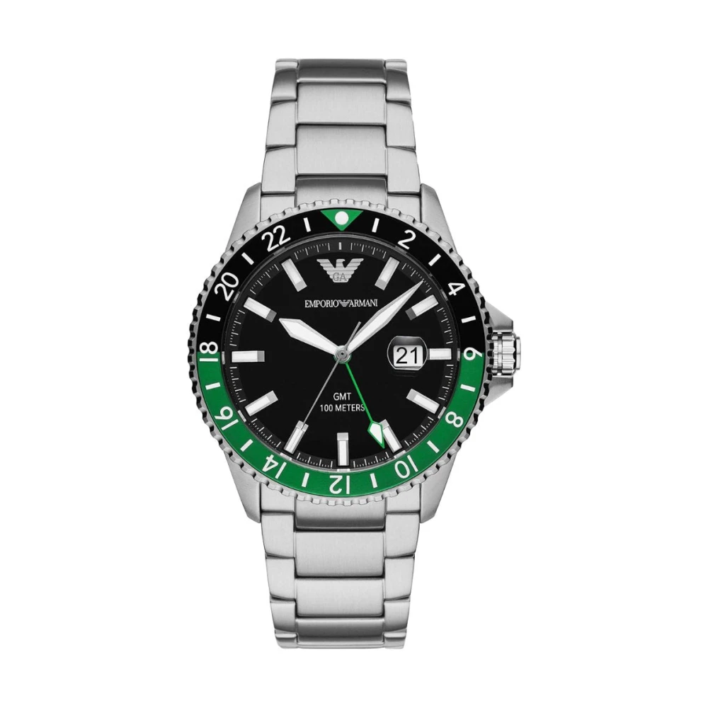 Emporio Armani AR11589 Orologio Uomo GMT Acciaio Nero Verde - Immagine 3