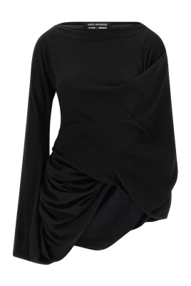 Asymmetrisk stickad topp i ull