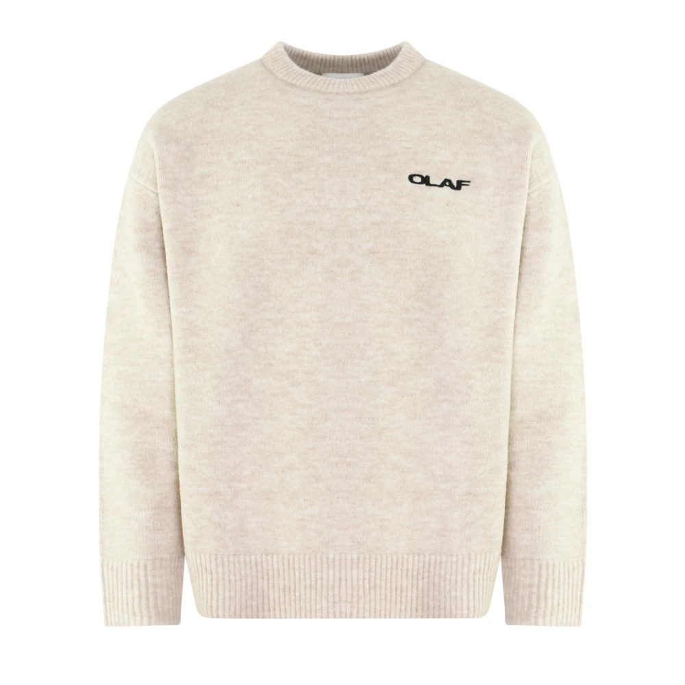 Olaf Hussein Gebreide Crewneck Trui Beige Heren