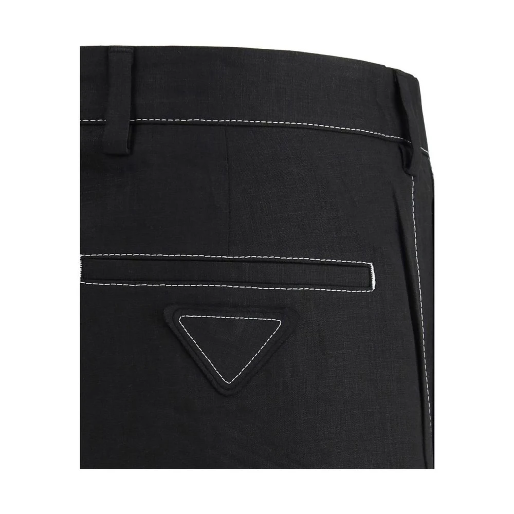 Prada Zomer Linnen Shorts Stijlvolle Mode Black Heren