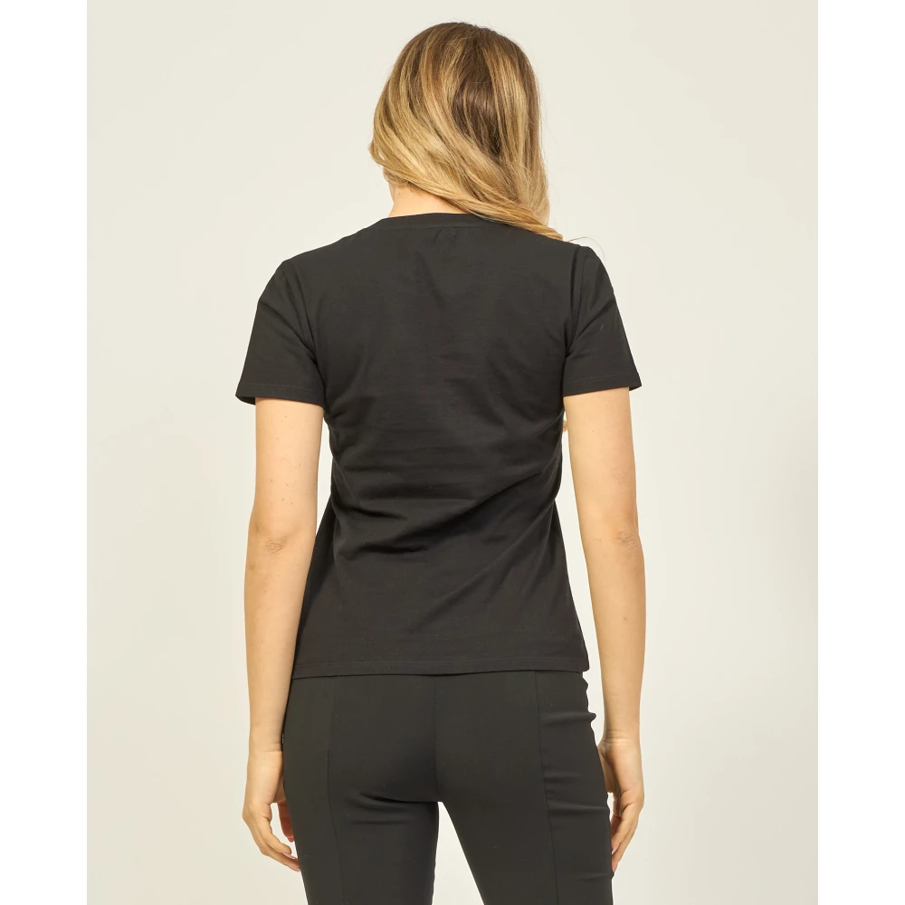 PATRIZIA PEPE Zwart Katoen Ronde Hals Logo T-shirt Black Dames