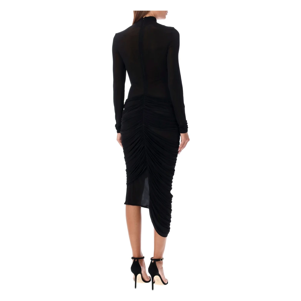 Magda Butrym Zwarte Sheer Midi Jurk Aw24 Black Dames