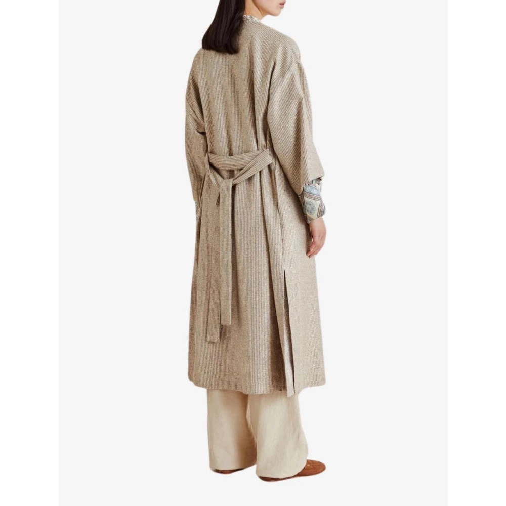 Momoni Lurex Jersey Overjas Brown Dames