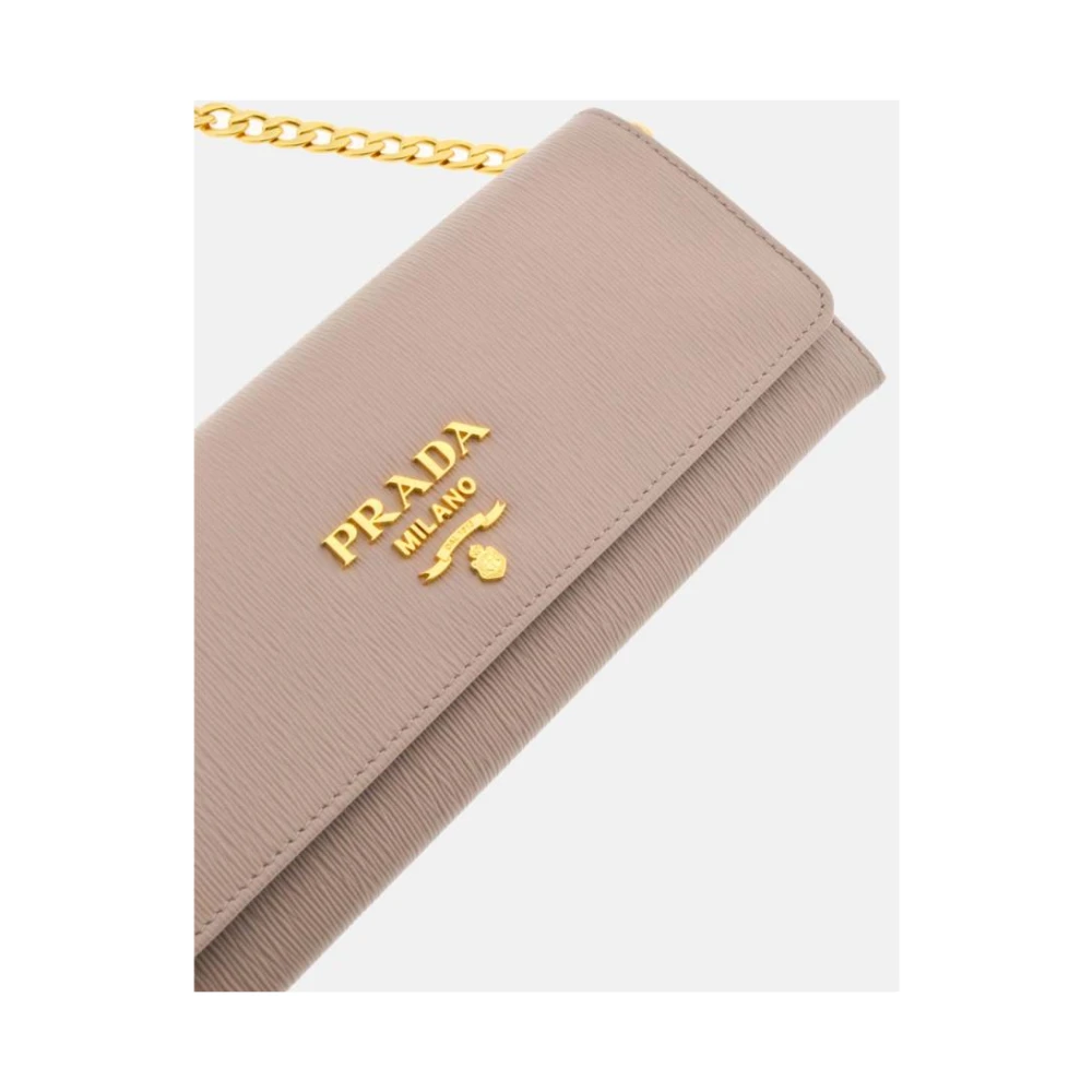 Prada Roze Leren Clutch Portemonnee met Gouden Ketting Pink Dames