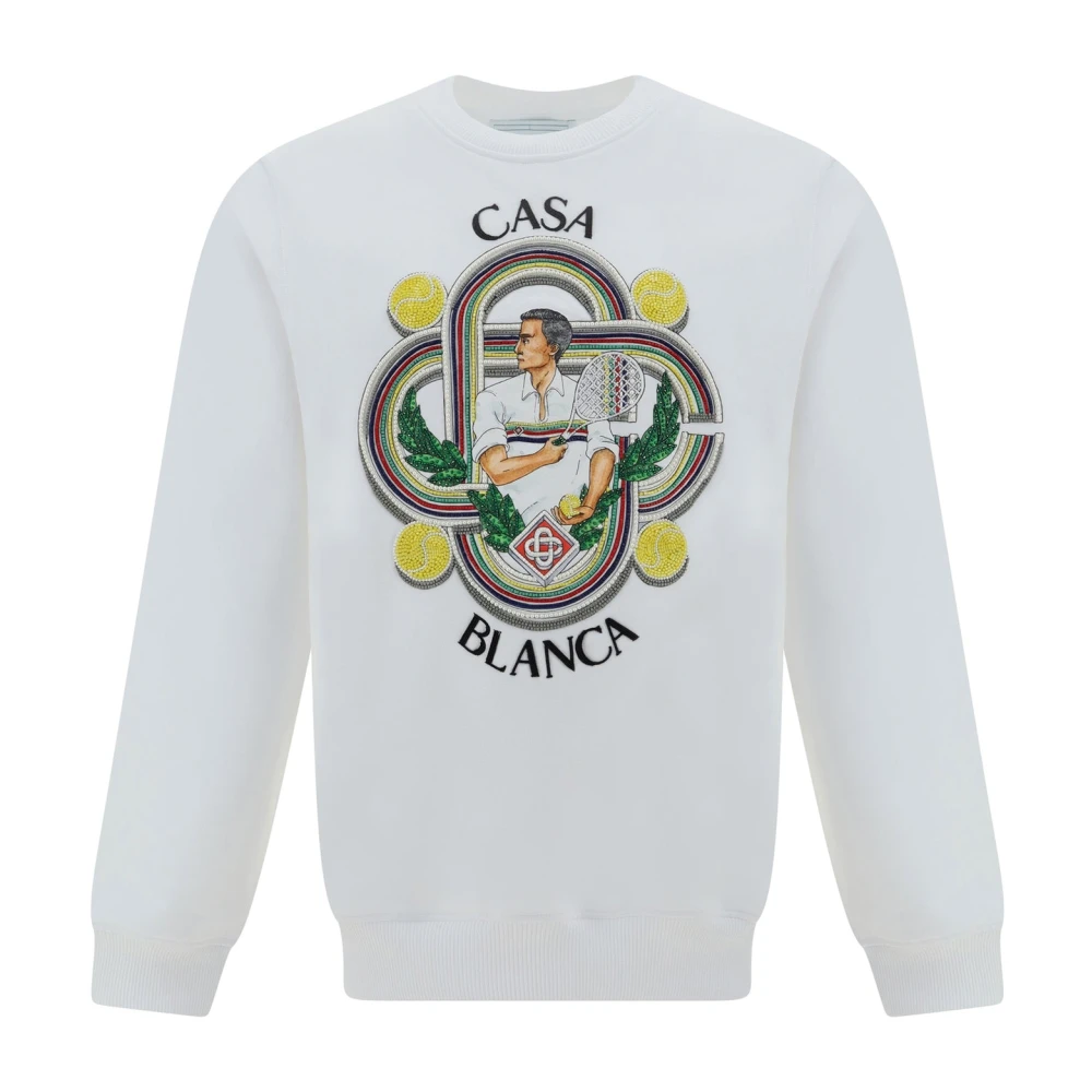 Casablanca Vit Bomullssweatshirt med Logodetalj White, Dam