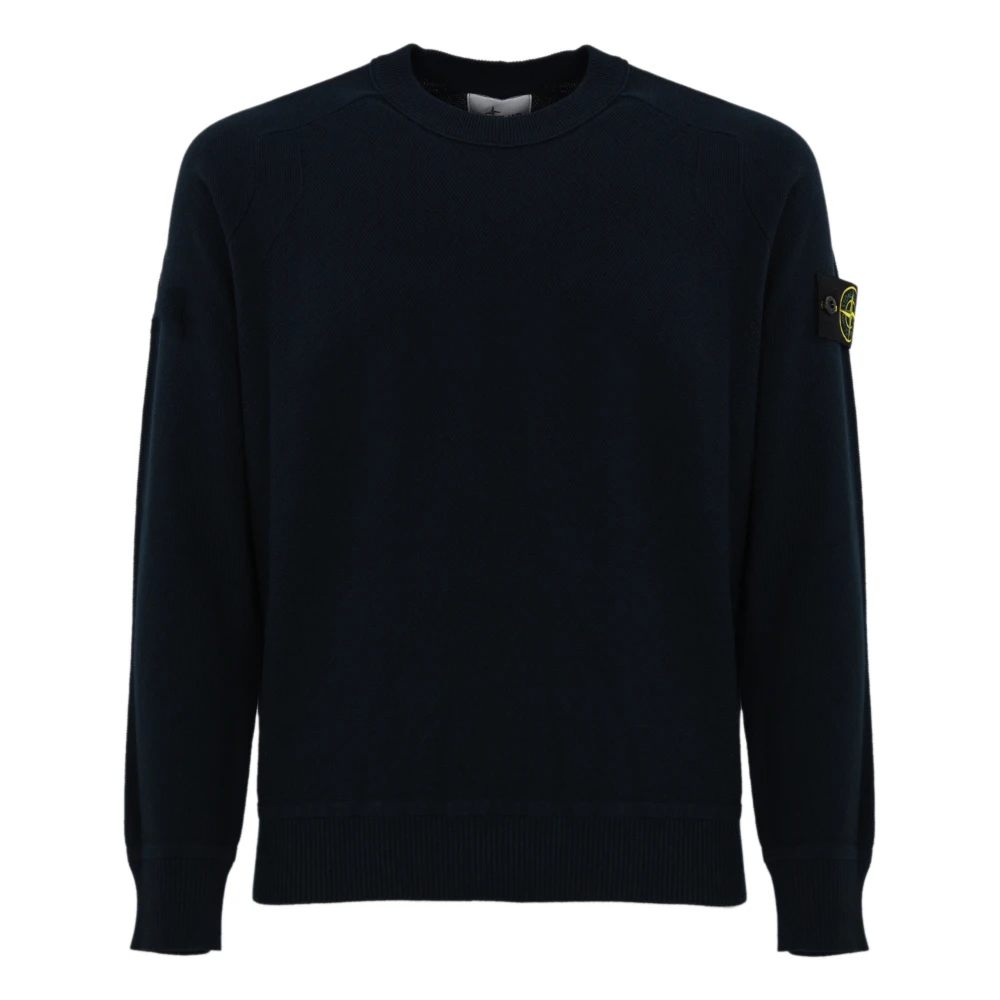 Stone Island Blauwe Katoenen Trui Raglanmouw Blue Heren