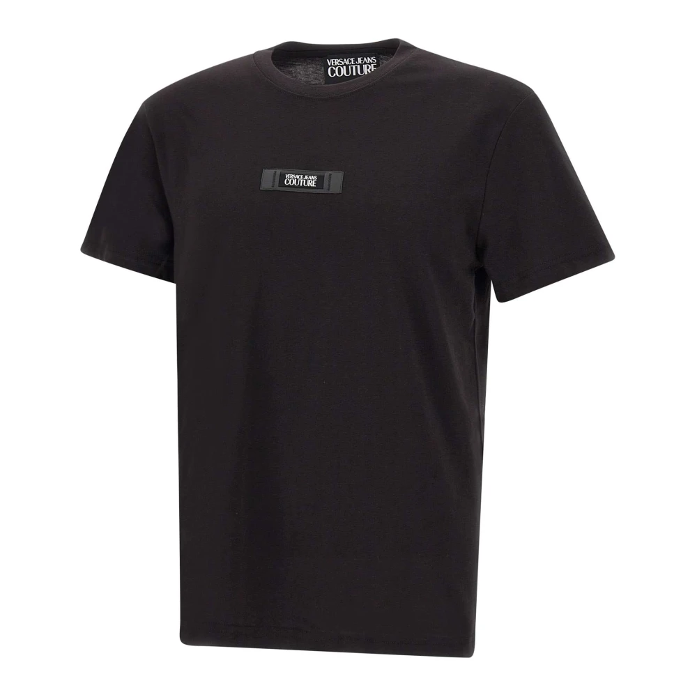Versace Jeans Couture Zwart Katoenen Jersey T-shirt Ronde Hals Black Heren