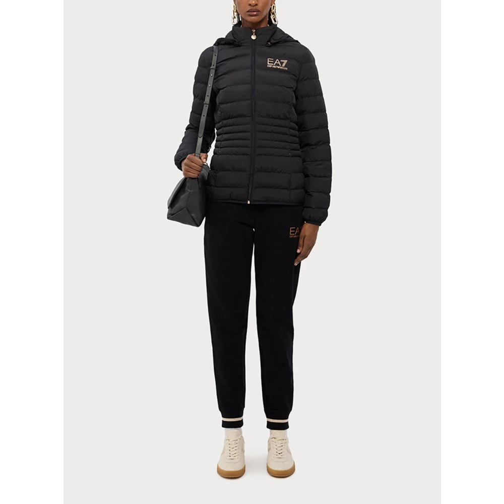 Emporio Armani EA7 Zwarte Bomberjack met Logohoofd Black Dames