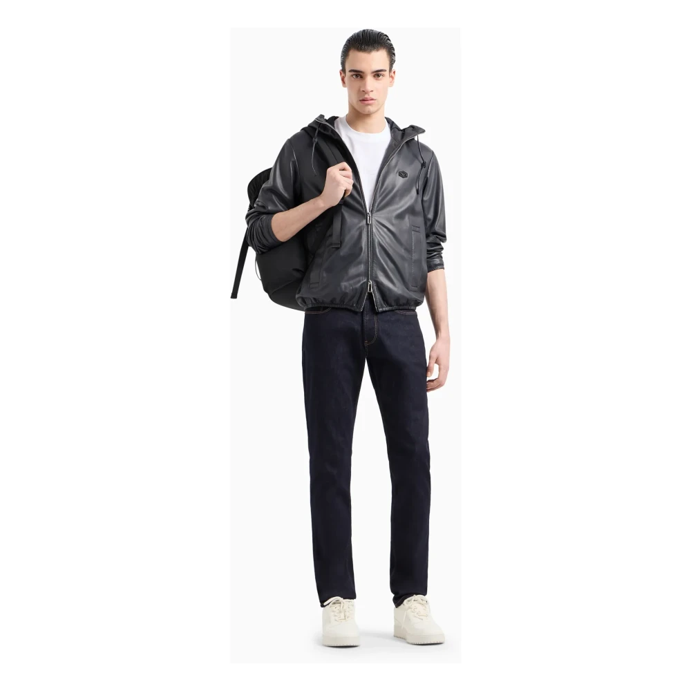 Emporio Armani Donkerblauwe Jeans met Contraststiksels Blue Heren
