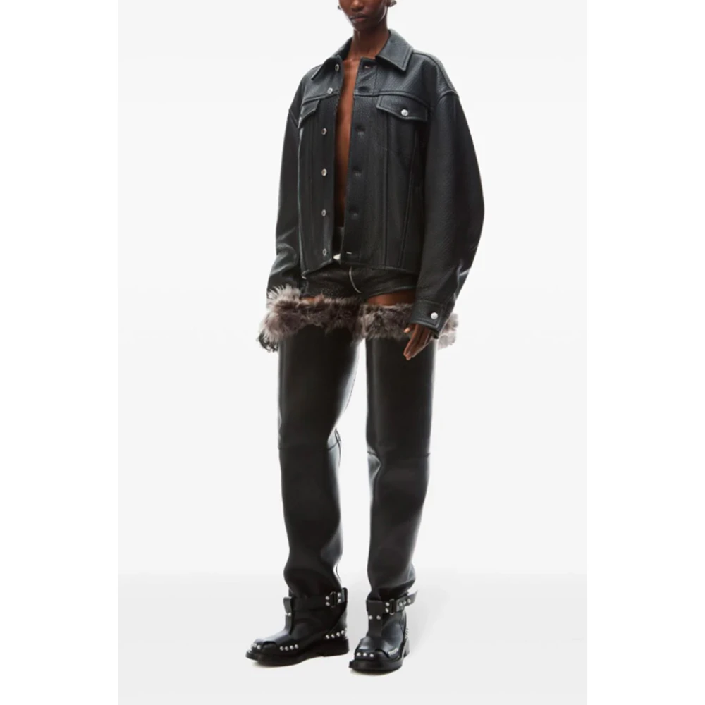 alexander wang Zwarte Jas met Knoopsluiting en Reliëf Black Dames