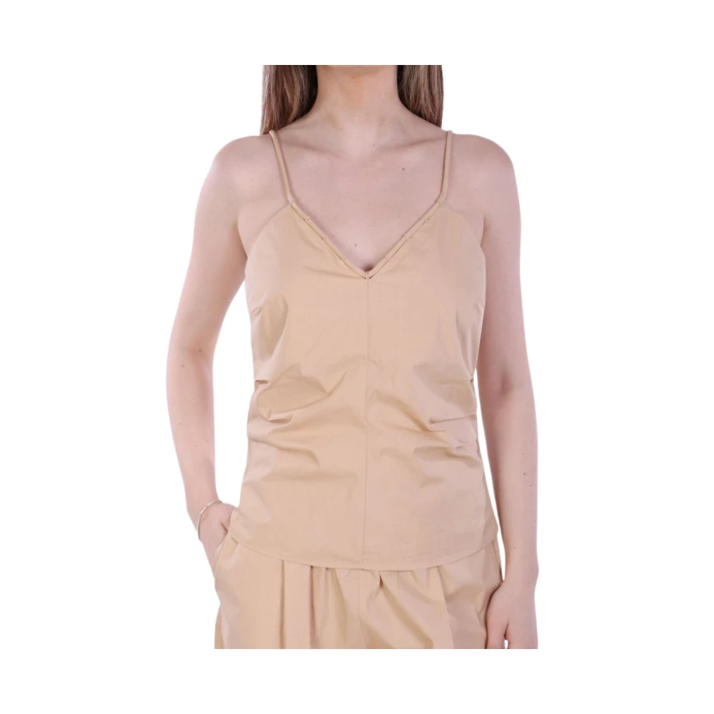 Patrizia Pepe Beige V-Ringad Top
