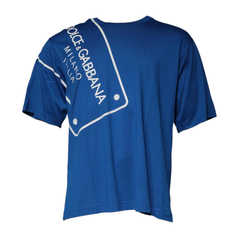 Dolce & Gabbana Blauw Katoenen Crew Neck T-shirt Blue Heren