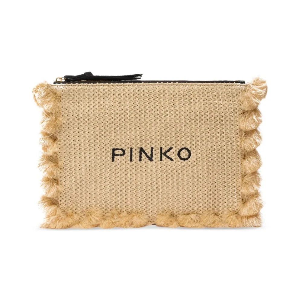 Pinko Women's Beige Clutches, One Size, Flat Handle Rafia