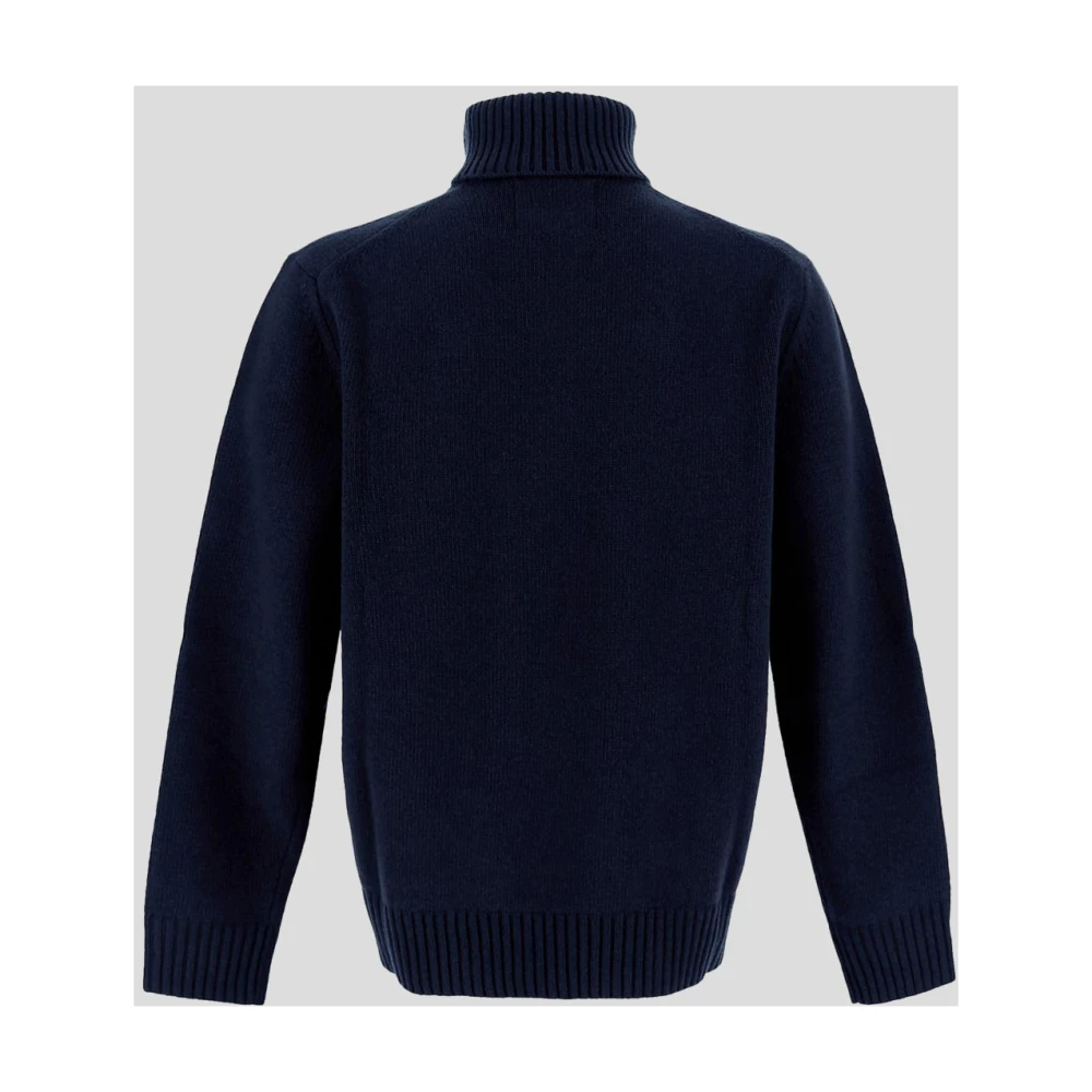 Seven Gauge Wollen Turtleneck Sweater Blue Heren