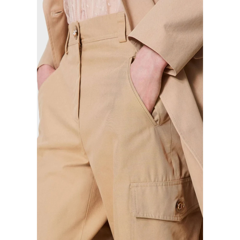 Twinset Cargo broek in katoenen keper Beige Dames
