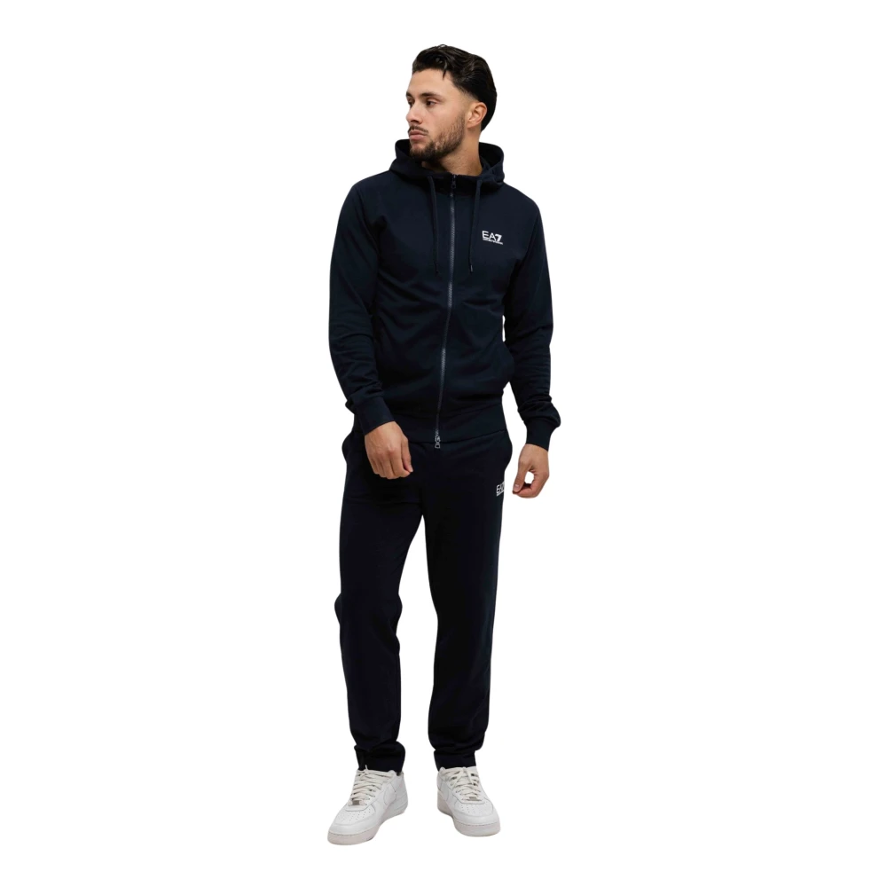 EA7 Emporio Armani Core Id Zip Hoodie Fleece Tracksuit, Dark Blue, Size 3Xl, Men - Image 3
