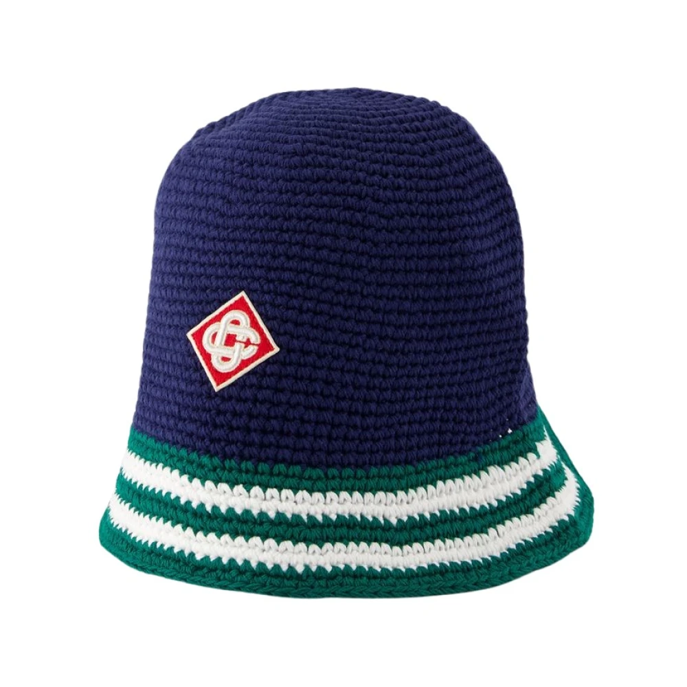 Casablanca Blauw Gestreepte Katoenen Beanie Blue Unisex
