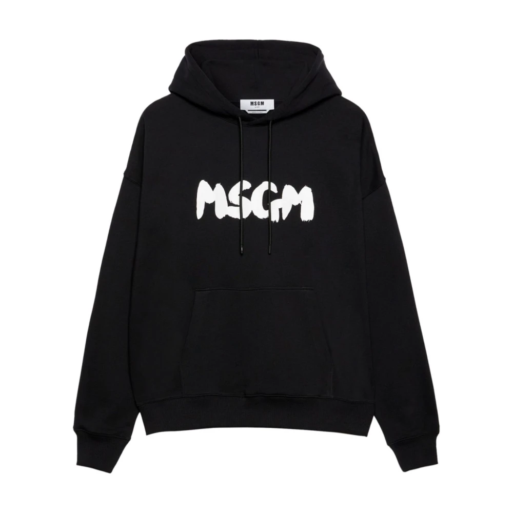 Msgm Zwarte Hoodie Sweatshirt Aw24 Black Heren