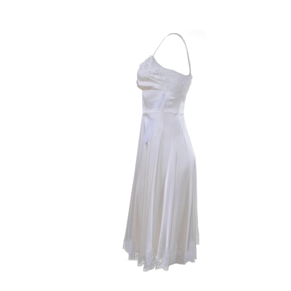 Dolce & Gabbana Kanten Halflange Jurk voor Vrouwen White Dames