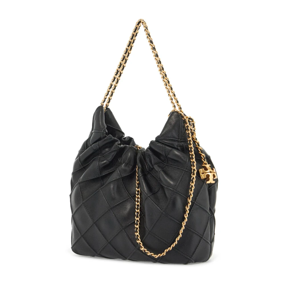 TORY BURCH Gewatteerde Leren Mini Tas met Gerimpelde Rand Black Dames