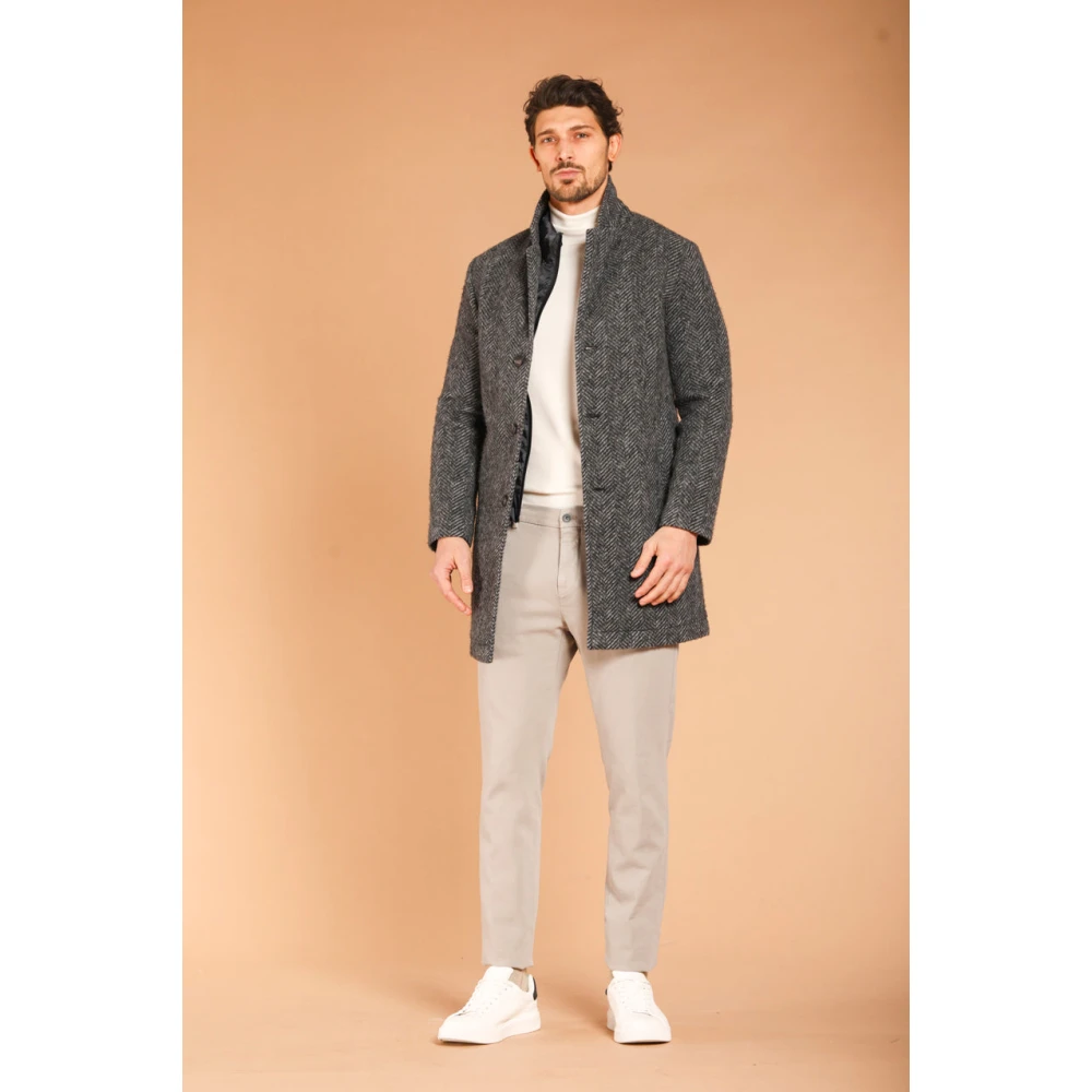Mason's Donkergrijze wollen jas met katoenen effect Gray Heren