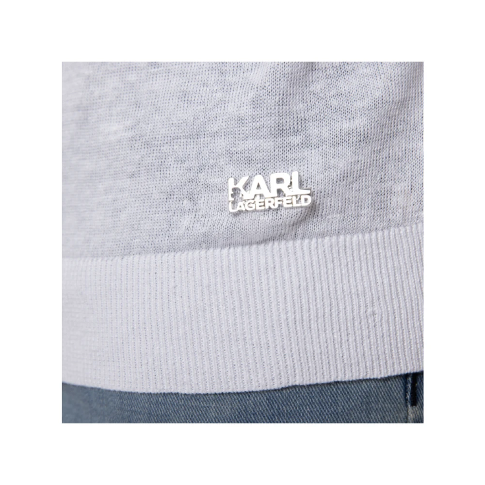 Karl Lagerfeld Witte Linnen Skipper Kraag Polo White Heren