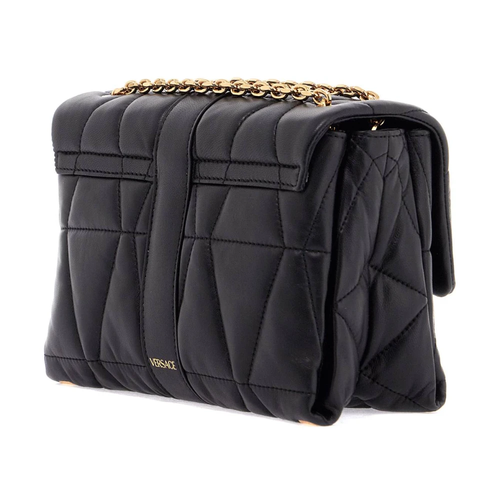 Versace Gewatteerde Schoudertas met Medusa Sluiting Black Dames