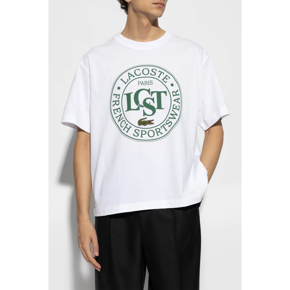 Lacoste Gedrukte top White Heren