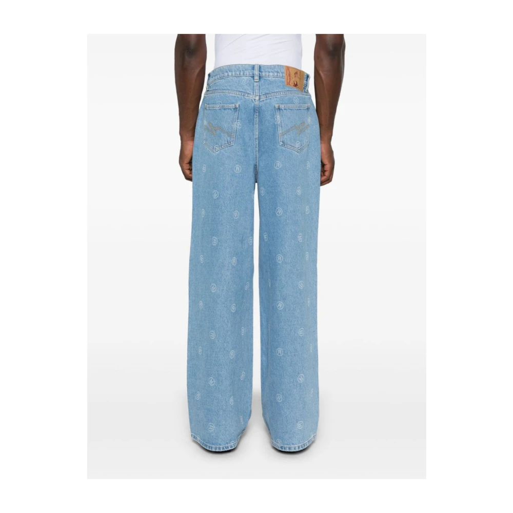 Martine Rose Hoge Taille Wijde Pijp Jeans Blauw Blue Heren