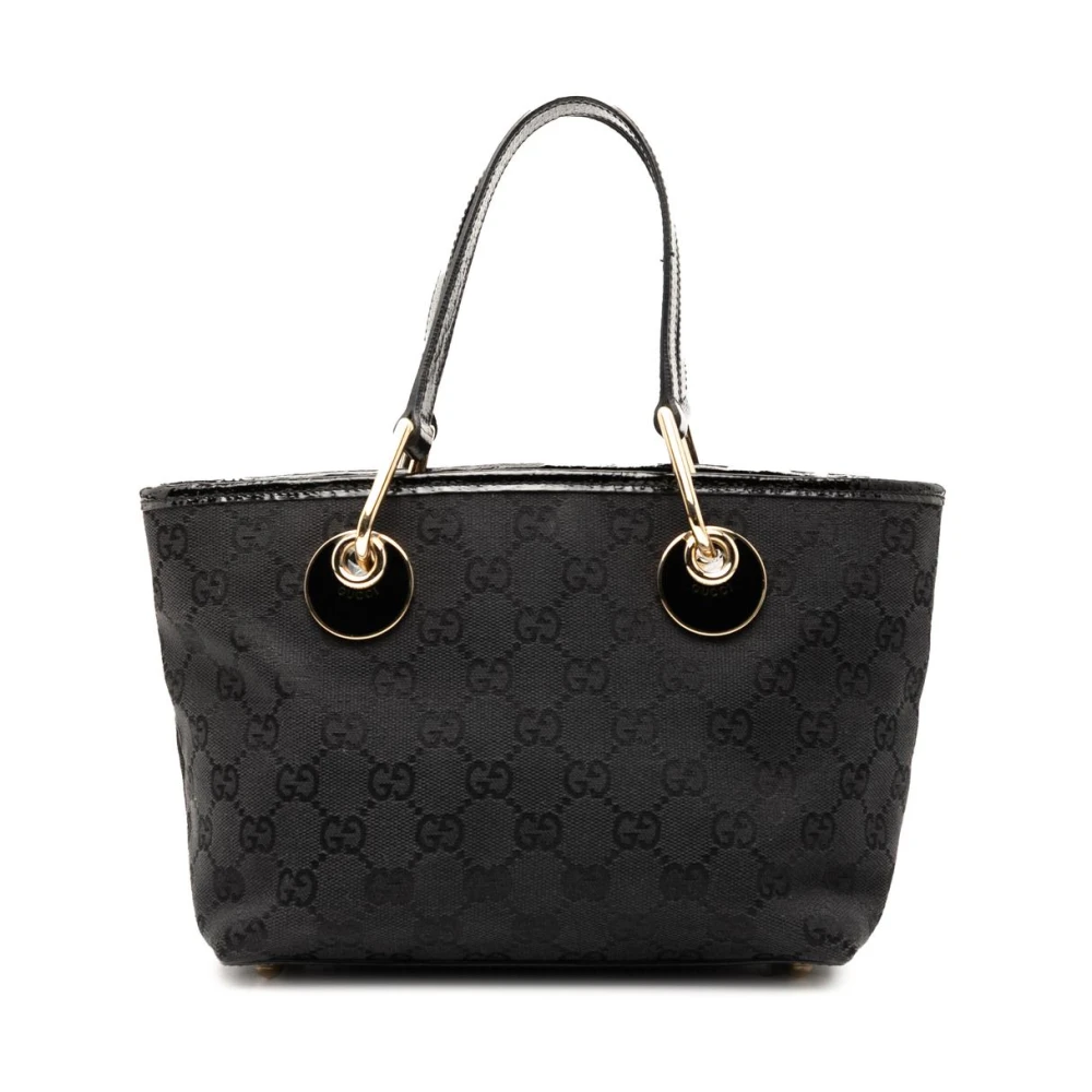 Gucci Vintage Women's Black Pre-Owned Canvas Tote Bag
