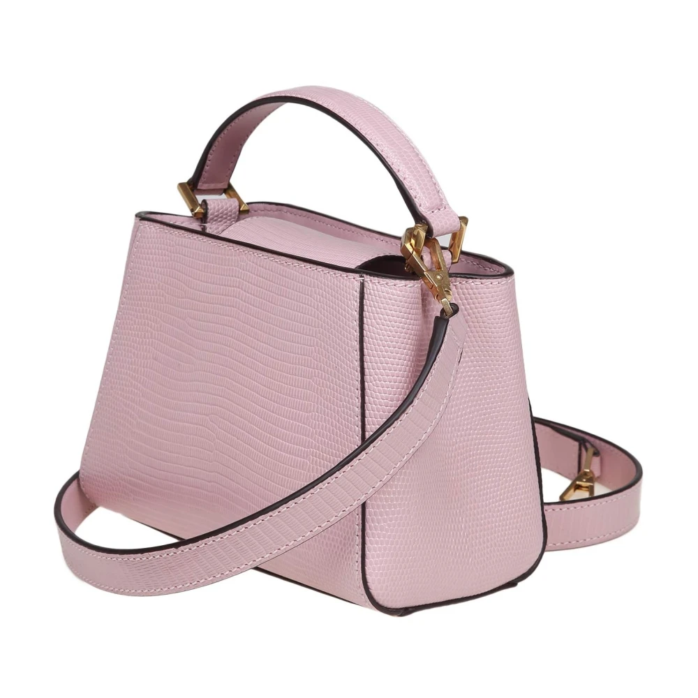 Jimmy Choo Roze Hagedis Leren Handtas Diamant Sluiting Pink Dames