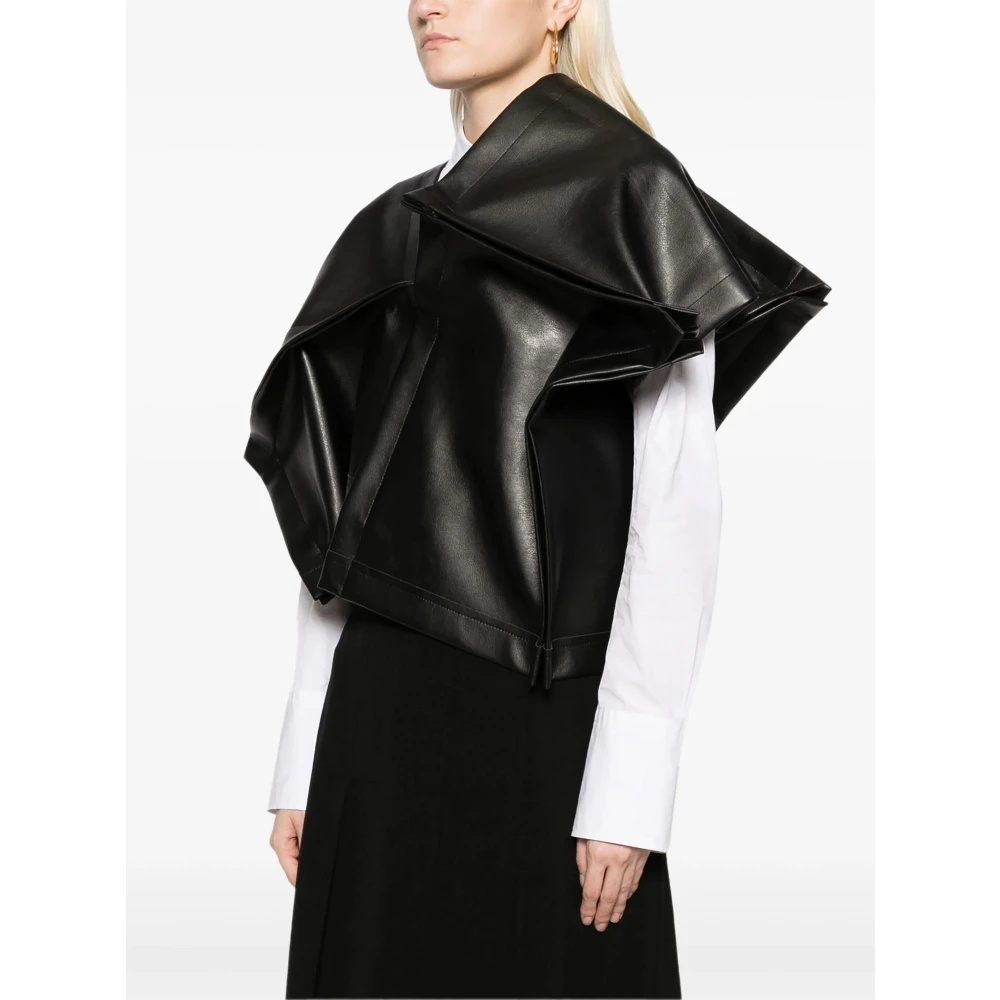 Comme des Garçons Zwarte Asymmetrische V-hals Jas Black Dames