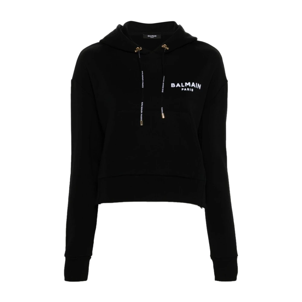 Balmain Zwarte Hoodie Trui Jersey Logo Black Dames